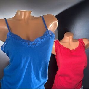 Rehab l 2 XL Lace trimmed Tanks l Royal Blue & Very Red l XXL l VGUC